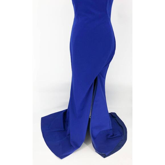 LA FEMME 28176 Women's Jersey Gown Size 8 Royal Blue Maxi Dress One-Shoulder - Picture 6 of 16